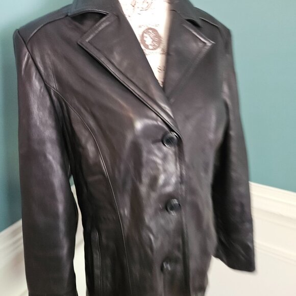 Michael Kors L Black Genuine Leather Jacket Coat - Picture 4 of 7